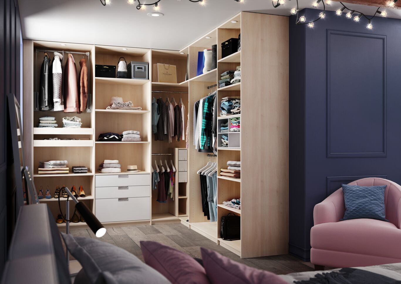 dressing en L ouvert